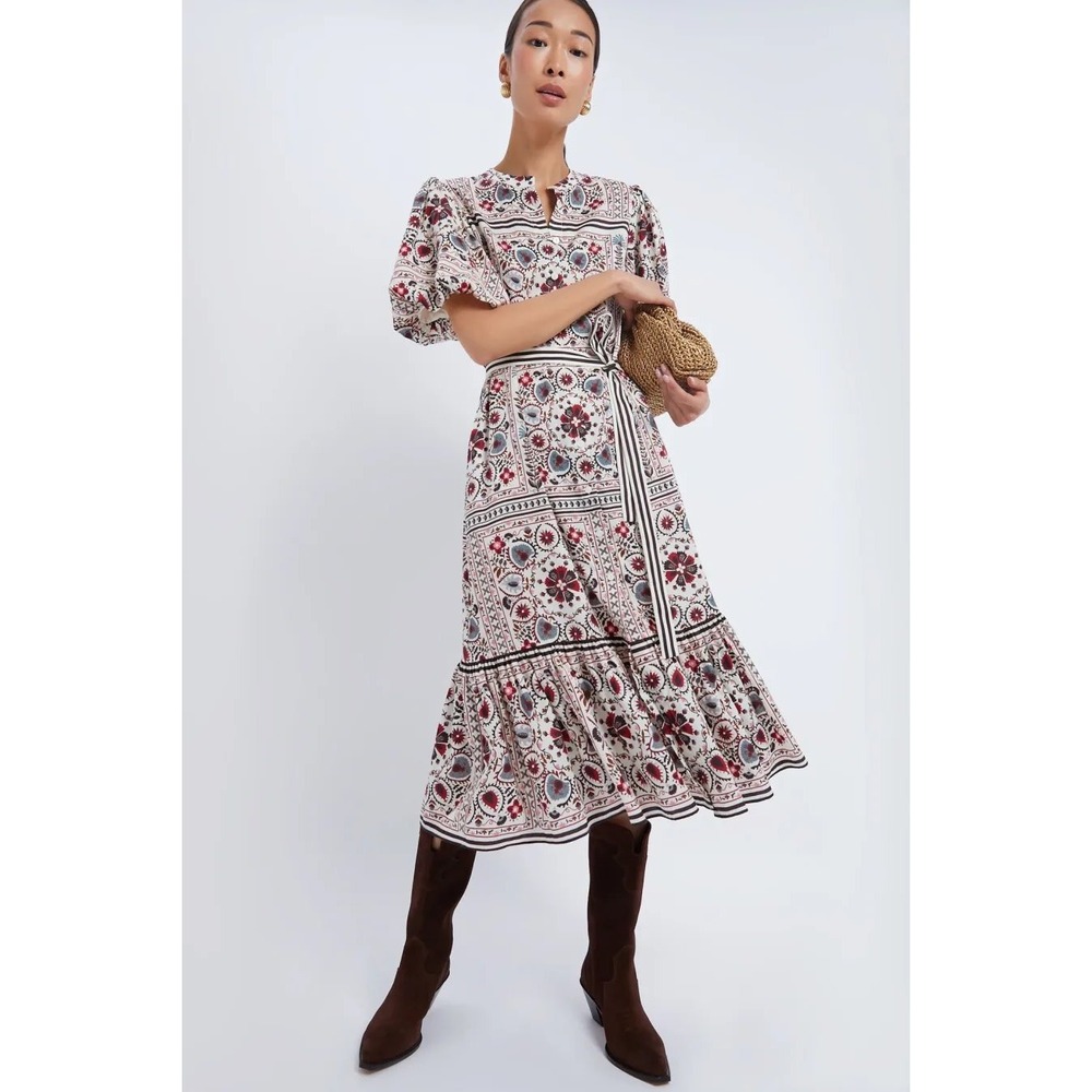 Tuckernuck White and Burgundy Floral Maxi Dress